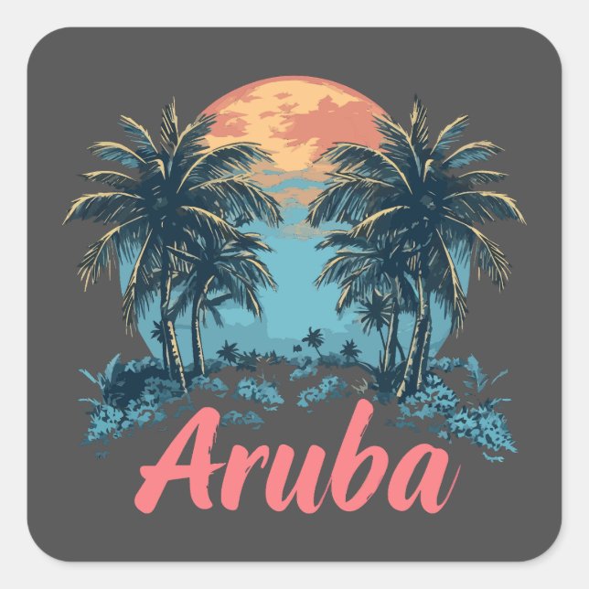 Design da Ilha de Aruba (Versão 2) - Autocolantes  (Frente)