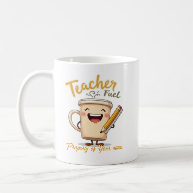 Design da Xícara de Café Engraçado com Combustível (Esquerda)