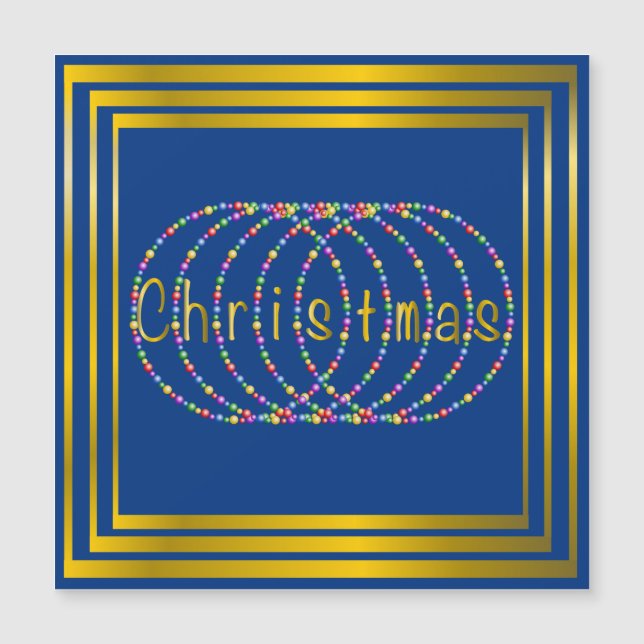 Design das luzes de Natal no azul com ouro (Frente)