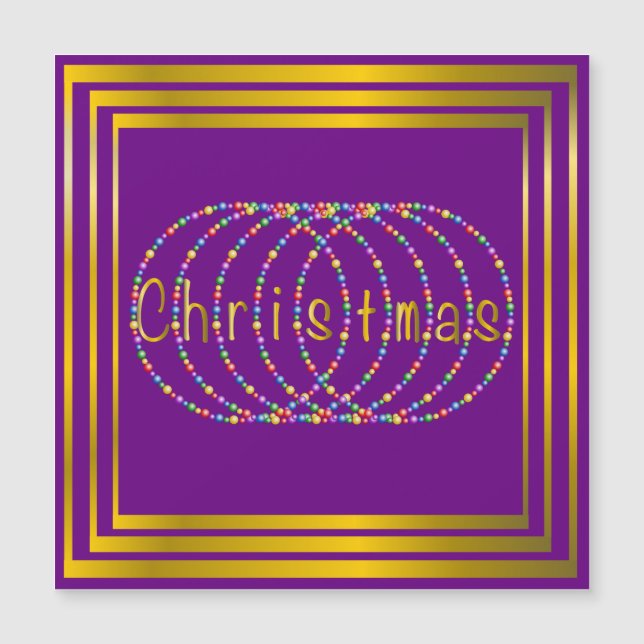 Design das luzes de Natal no roxo com ouro (Frente)