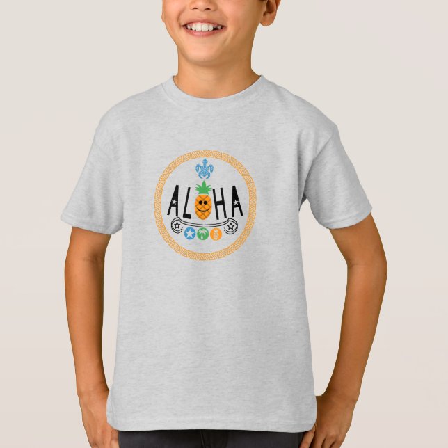 Design de Abacaxi Aloha - Camiseta Básica para Cri (Frente)