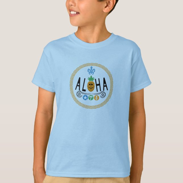 Design de Abacaxi Aloha - Camiseta Básica para Cri (Frente)