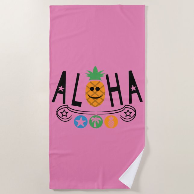 Design de abacaxi Aloha - Toalha de Praia (Frente)
