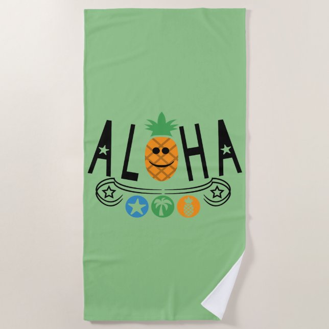 Design de abacaxi Aloha - Toalha de Praia (Frente)