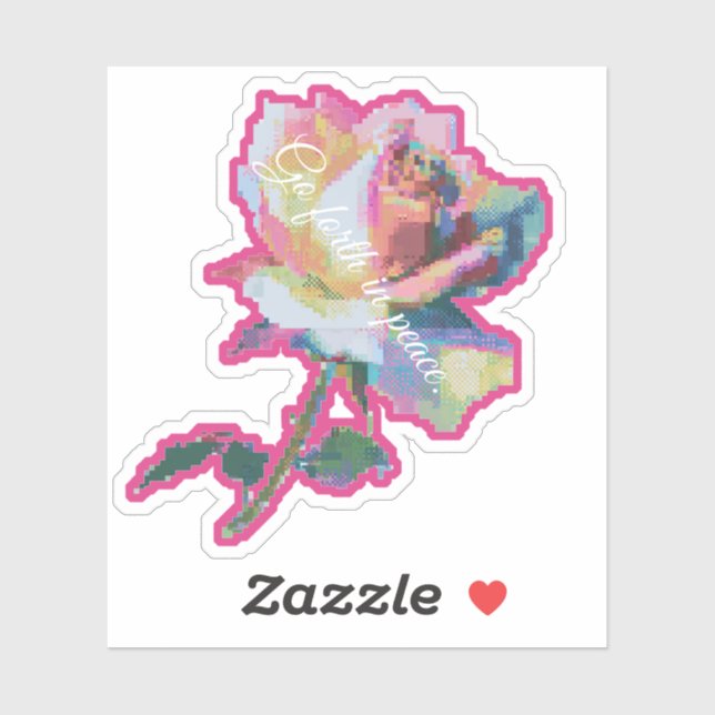 Design de adesivo de flor rosa com pixel glitch (Folha)