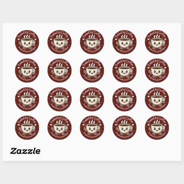 Design de Adesivo de Vibrações de Café Fofo (Folha)