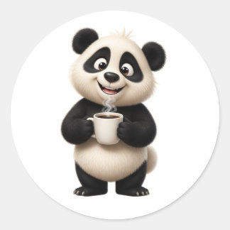 Design de Adesivo do Panda Fofinho Amante de Café