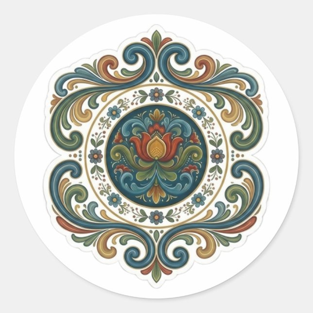 Design de Adesivo Mandala Rosemaling (Frente)