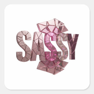 Design de Adesivo Quadrado Rosa SASSY