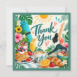 Design de Agradecimento Colorido de Ioga e Brunch