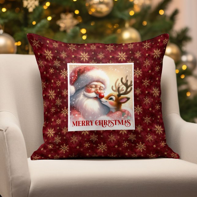 Design de Almofada de Natal Clássico Santa Rudolph (Classic Santa Rudolph Christmas Throw Pillow Design

)