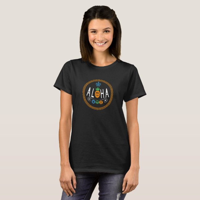 Design de Aloha Pineapple - Camiseta básica para u (Frente Completa)