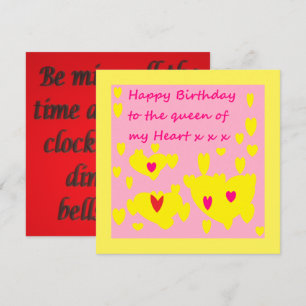 Design de aniversário rosa e amarelo com mensagem