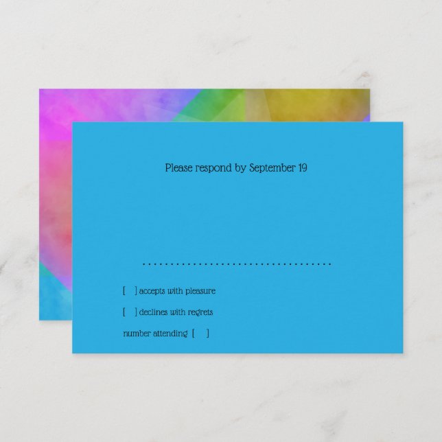 Design de Aquarela de Bloco de Cores de Placa RSVP (Frente/Verso)