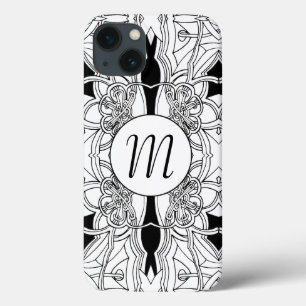 Design de Arte Moderna em Preto e Branco c/Monogra