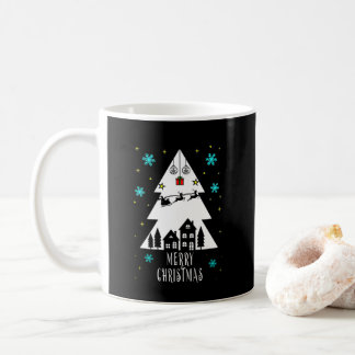 Design de árvore de Natal com caneca preta de café