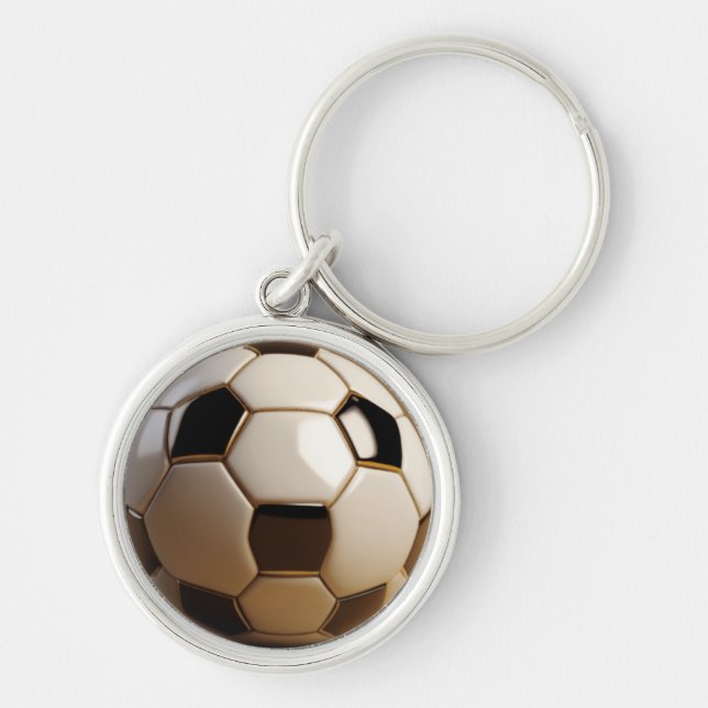 Design de Bola de Futebol 3D – Chaveiro de Opção P (Frente)