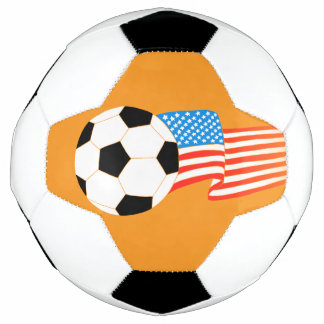 Design de bola de futebol laranja com bandeira ame