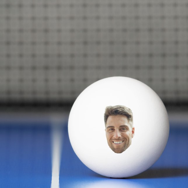 Design de Bola de Ping Pong Branca com Rosto Engra (Líquido)