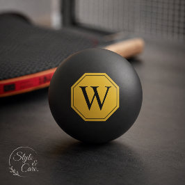 Design de Bola de Ping Pong Preta com Monograma Pe