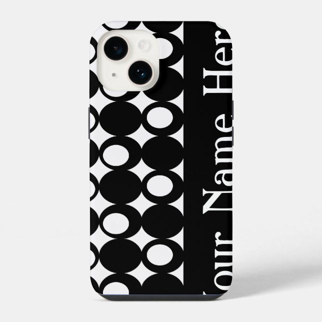 Design de bola Mod preta com nome (Verso)