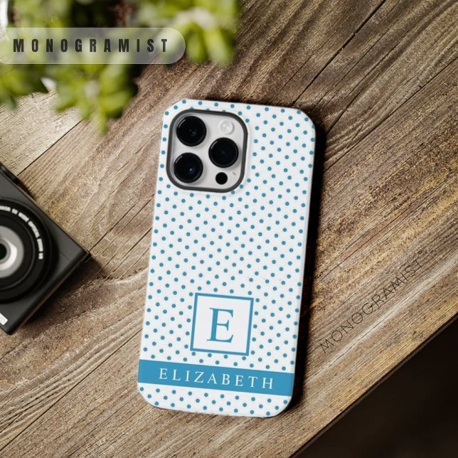Design de Bolinhas branca azul do Céu Azul Persona (Custom Cyan Sky Blue White Polka Dot Design Case-Mate iPhone Case)
