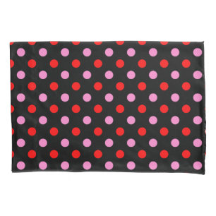 Design de bolinhas vermelhas e rosas em preto