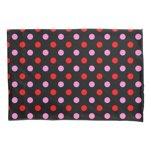 Design de bolinhas vermelhas e rosas em preto (Frente)