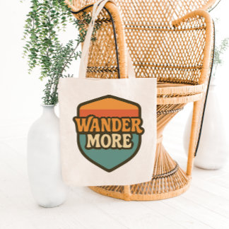 Design de Bolsa Tote com Emblema de Viagem Retro