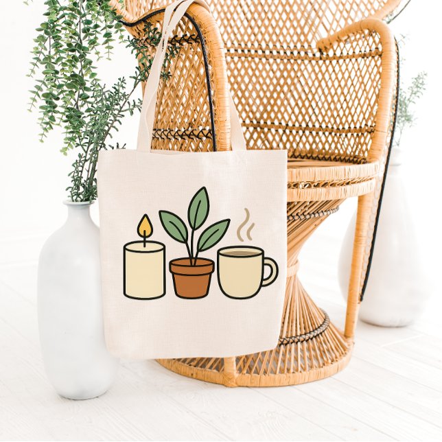 Design de Bolsa Tote de Vela, Planta e Caneca Acon (Criador carregado)