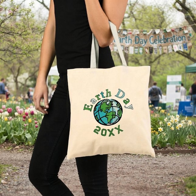 Design de Bolsa Tote do Dia da Terra com Ano Perso (Earth Day tote bag.)