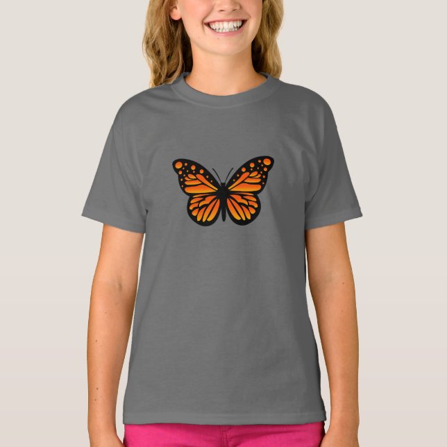 Design de Borboleta Monarca - Camiseta Básica Femi (Frente)