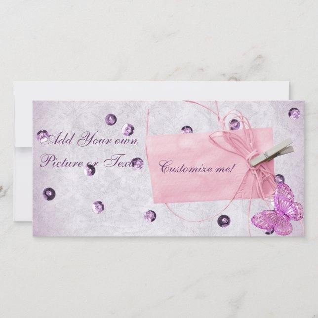 Design de Borboleta Rosa Bonito Personalizável (Frente)
