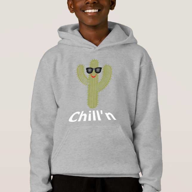 Design de Cactus Chill - Pullover Hoodie Infantil (Frente)