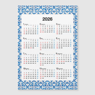 design de Calendário 2026 - Azulejo Anual Único