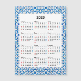 design de Calendário 2026 - Azulejo Anual Único