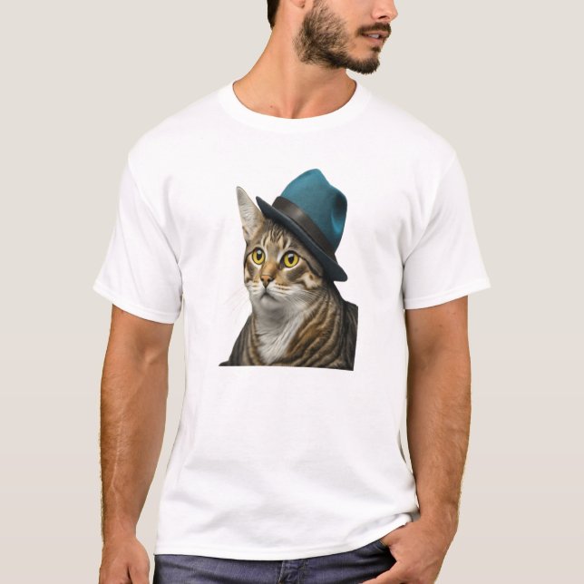 Design de Camisa Básica de Gato em Fedora Men (Frente)