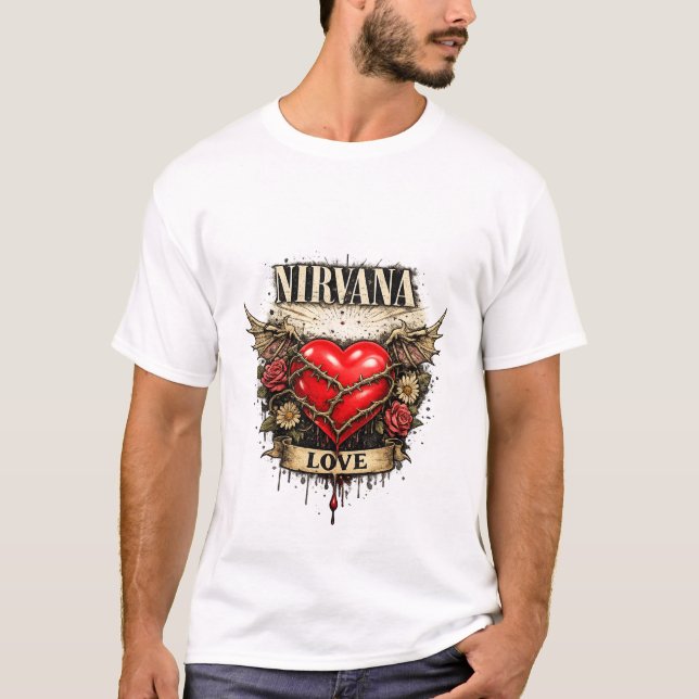 Design de Camisa Caixa em Forma de Coração do Nirv (Frente)