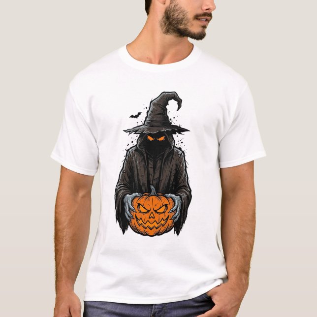 Design de Camisa de Abóbora Espantalho de Hallowee (Frente)