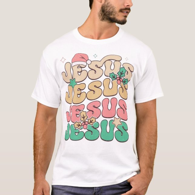 Design de Camisa de Camisa Festiva Jesus Tipografi (Frente)