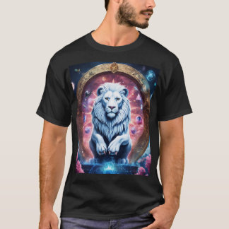 Design de Camisa de Leão Holográfico Geométrico