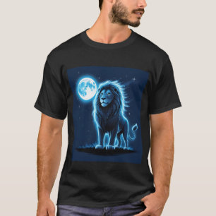 Design de Camisa Luminosa Lion Sob Céu Ligado
