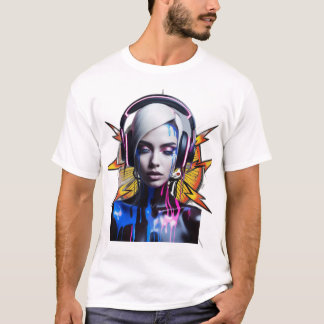 Design de Camisa T com Patch de Caveira Rock & Rol