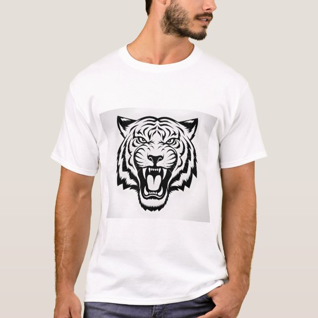 Design de Camisa T De Face De Tigre De Arrasto - T (Frente)