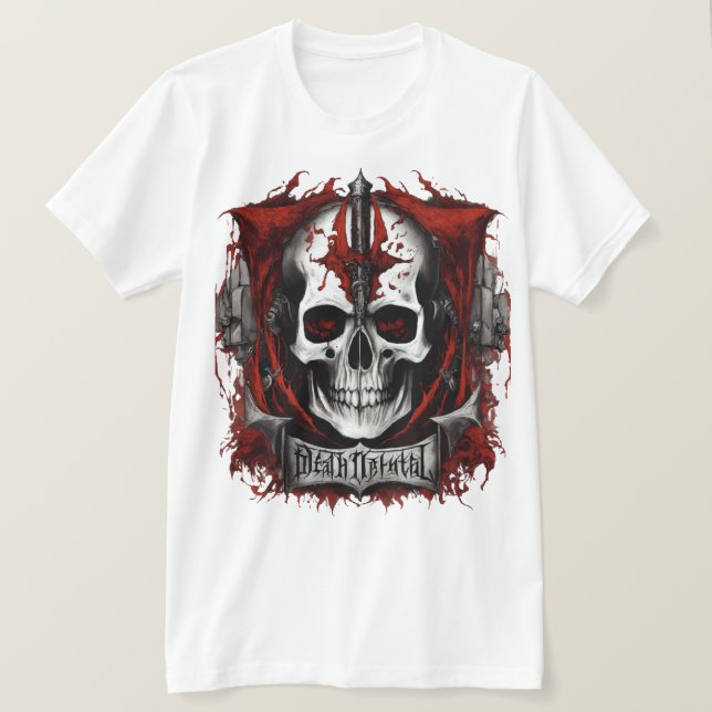 "Design de Camisa T do Crânio da Morte Escura - Gr (Frente do Design)