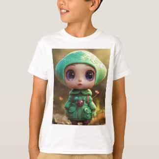 Design de Camisa T-Shirt com Caráter de Cogumelo W