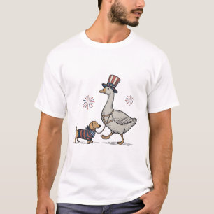 Design de Camisa Vintage de Ganso Patriótico e Dac