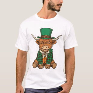 Design de Camisa Vintage Trevo Irlandês Vaca Highl