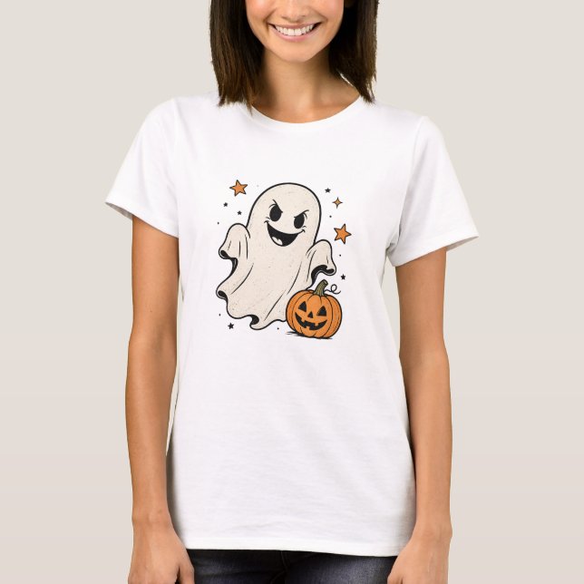 Design de camiseta assustador fofo de Halloween (Frente)
