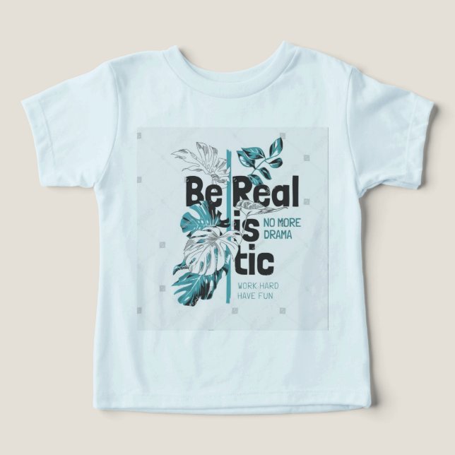 Design de camiseta Be Realistic com Folhas Tropica (Design frontal)